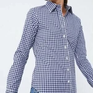 UNTUCKit Women's Blue and White Gingham‎ Belleza Button Up Long Sleeve Shirt 2
